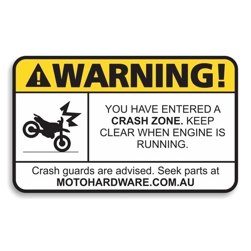 Warning Sticker - Crash Zone by Moto Hardware (90x60mm)