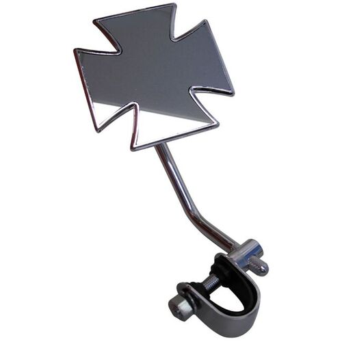 WHITES MIRROR MALTESE CROSS CHR CLAMP ON