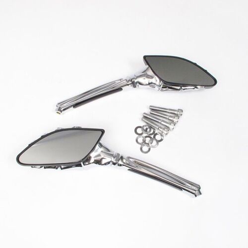 WHITES MIRROR UNI SKELETON HAND CHR/BLK HD (PAIR)