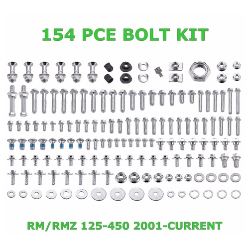 154 Piece Bolt Kit for Kawasaki KX125 KX250 KXF250 KXF450 KX250F KX450F 01 to 17