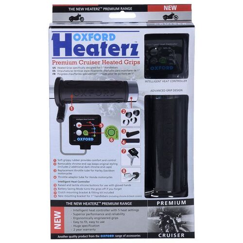 Oxford Premium Cruiser Heated Grips | 1" Bar | Intelligent Heat Controller 