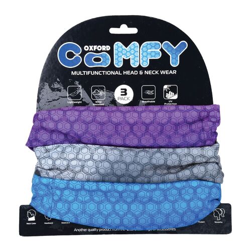 Oxford Comfy Neck Scarf Gaiter Tube PRISMATIC 3 Pack