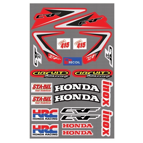 Sticker Kit Pre Cut Peel N Paste for Honda CRF70 2004 to 2012