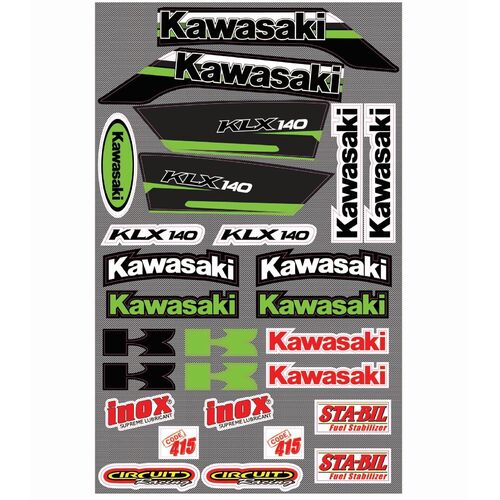 Sticker Kit | Pre Cut | Peel N Stick | for Kawasaki KLX140 | KLX140L 2008 to 2019