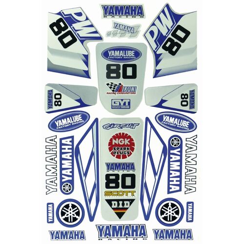 Blue Sticker Kit for Yamaha PW80 Pee Wee 1991 1992 1993 1994 1995 1996 1997 1998
