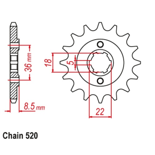 MTX Standard Front Sprocket 15T