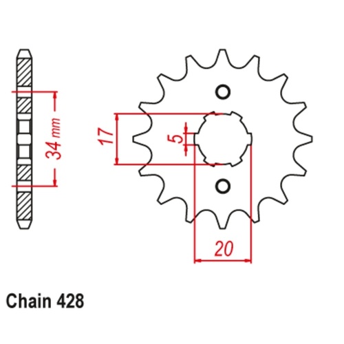 MTX Standard Front Sprocket 15T for Honda CB125E 2012-2020
