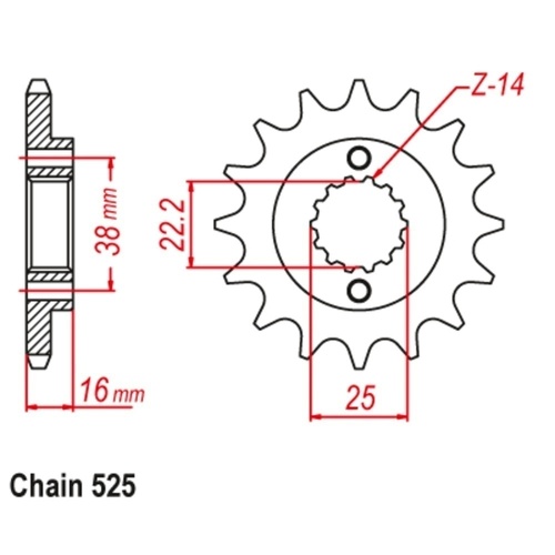 MTX Optional Front Sprocket 14T for BIMOTA 1000 DB3 MANTRA 2005-2006