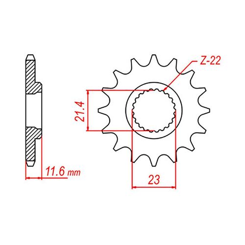 MTX Optional Front Sprocket 15T for Yamaha TT-R250 | TTR250 1993 to 2016