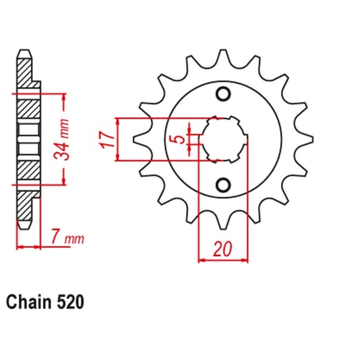 MTX Optional Front Sprocket 15T for Honda TA200 SHADOW 2003-2005