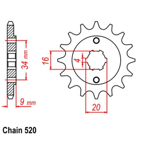 MTX Optional Front Sprocket 14T for Yamaha DT200 1984