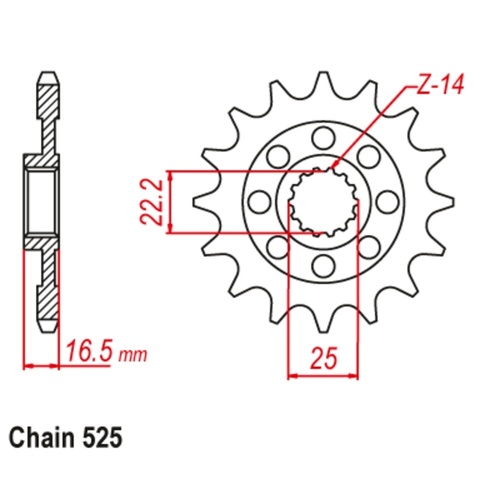 MTX Optional Front Sprocket 14T for DUCATI 1100 S HYPERMOTARD 2007-2009