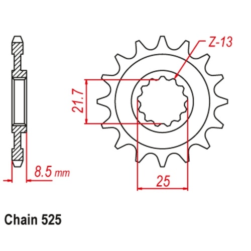 MTX Standard Front Sprocket 15T for Kawasaki Z1000 ABS (ZR1000) 2010-2020