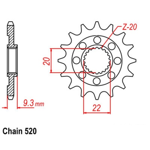 MTX Optional Front Sprocket 14T for Kawasaki KX250F 2006-2020
