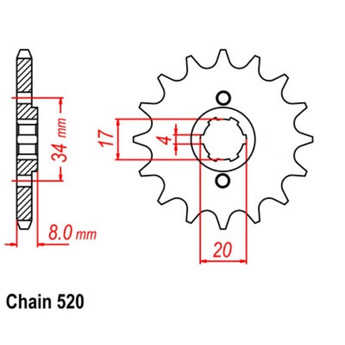 MTX Optional Front Sprocket 12T for Honda XR250R 1986-1987