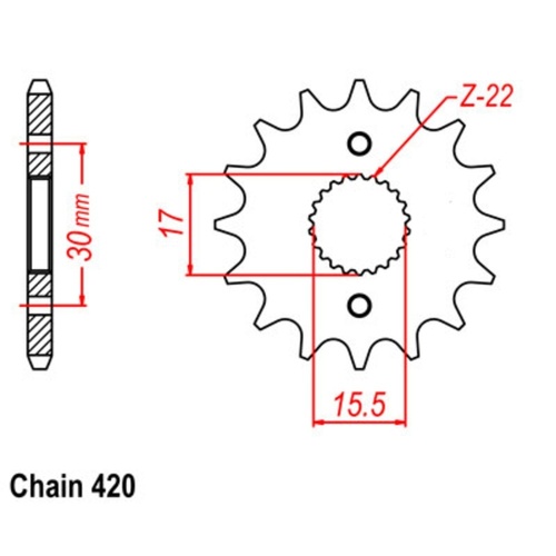 MTX Optional Front Sprocket 15T for Honda XR50R 2000-2003