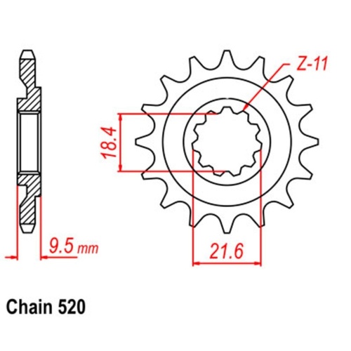 MTX Standard Front Sprocket 14T for Honda CR250R 1986-1987