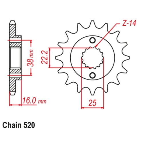 MTX Standard Front Sprocket 15T for DUCATI 696 MONSTER 2009-2012