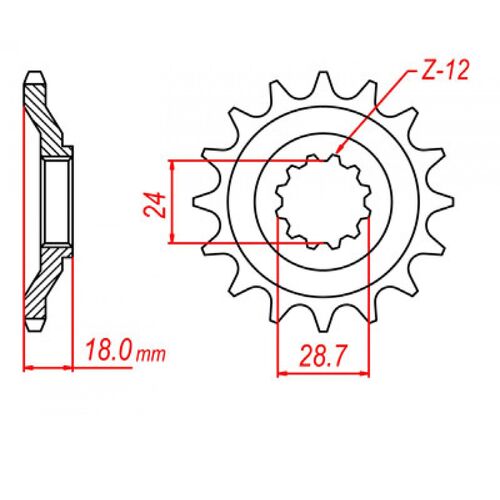 MTX Standard Front Sprocket 15T for Kawasaki GPZ1100 UNI TRACK (ZX1100) 1983-1985