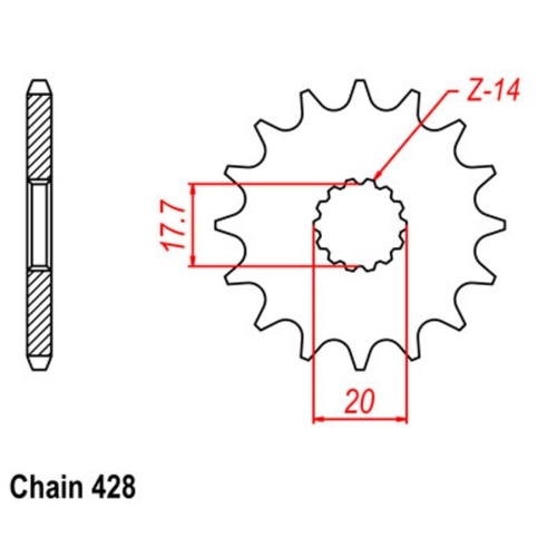 MTX Standard Front Sprocket 20T for Yamaha XVS250 DRAG STAR 2001-2007