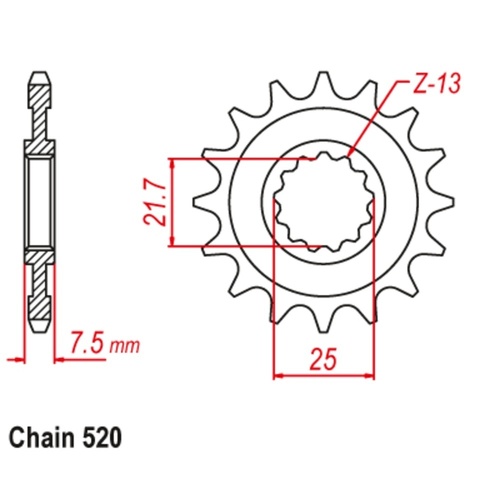 MTX Optional Front Sprocket 15T for Kawasaki KFX450R 2WD 2008-2016