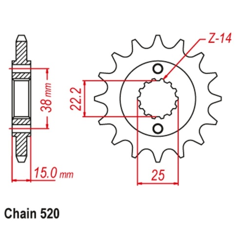 MTX Optional Front Sprocket 15T for DUCATI 906 PASO 1988-1990