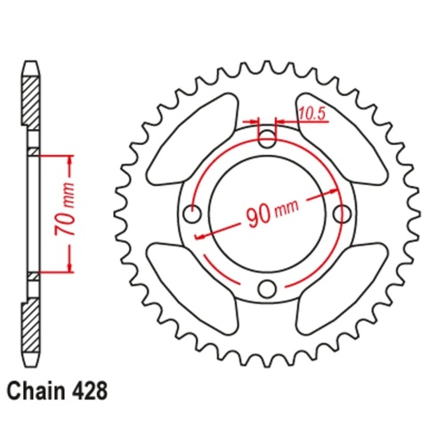 MTX Standard Rear Sprocket 45T for Honda CT110 1980-2014