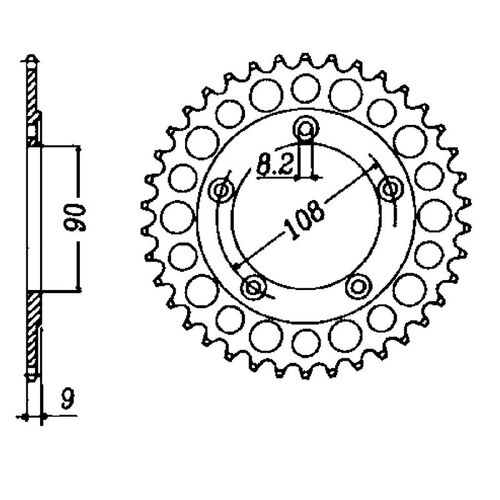 SPROCKET REAR MTX 491 40T #520 - INDENT