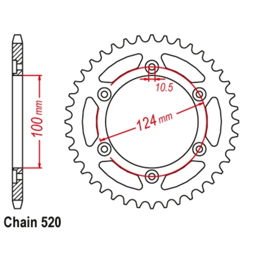 MTX Standard Rear Sprocket 42T for DUCATI 695 MONSTER 2006-2008