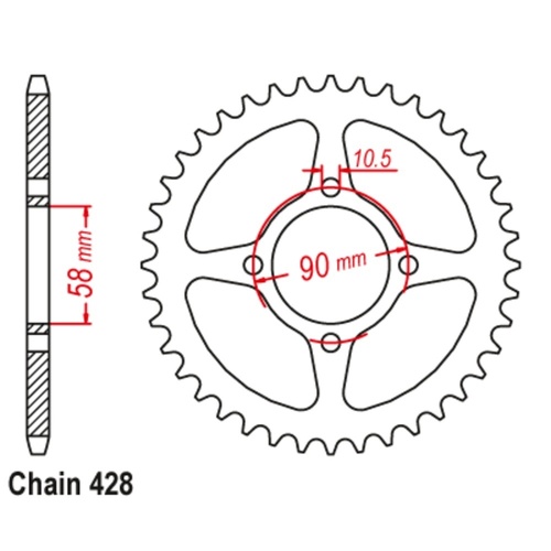MTX Standard Rear Sprocket 44T for Honda CBR125R 2011-2015