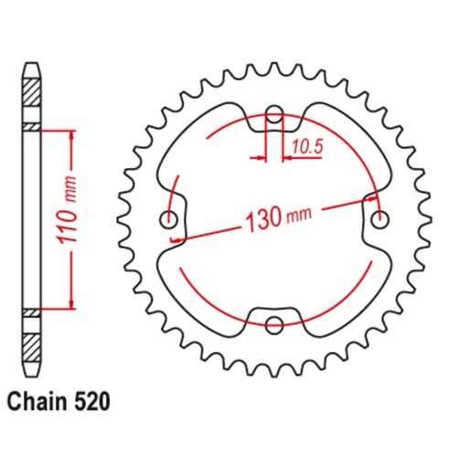 MTX Standard Rear Sprocket 38T for Kawasaki KFX450R 2WD 2008-2015