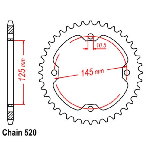 MTX Standard Rear Sprocket 38T for Yamaha YFZ450 2004-2008