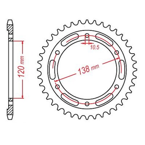 MTX Optional Rear Sprocket 39T for Honda CBR250R 2011-2015