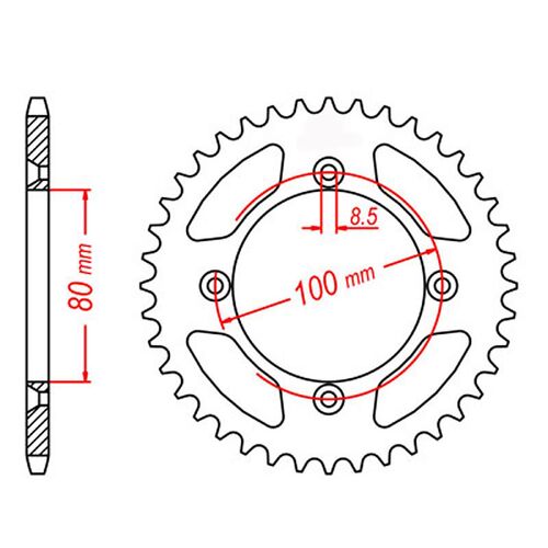 MTX Optional Rear Sprocket 38T for Honda XR70R 1996-2003