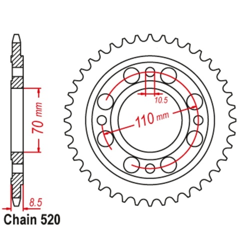 MTX Standard Rear Sprocket 36T for Honda CB400N 1979-1982