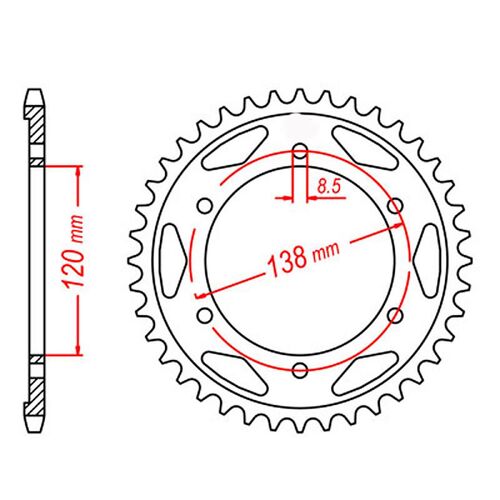 MTX Optional Rear Sprocket 38T for Honda VFR400R (IMPORT NC30) 1990-1993