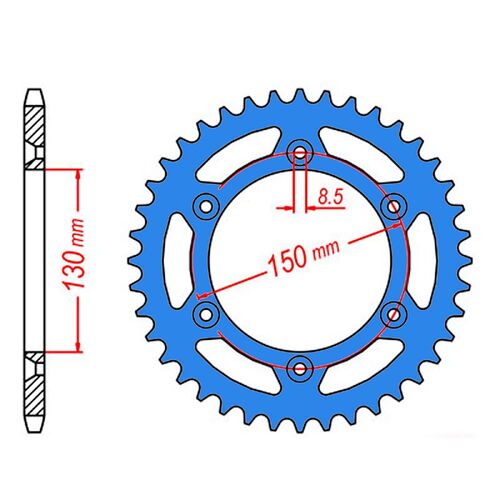 SPROCKET REAR MTX ZERO Alloy MX 251 51T #520 BLU