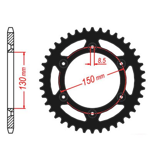 SPROCKET REAR MTX ZERO Alloy MX 251 52T #520 BLK