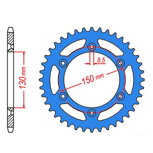 SPROCKET REAR MTX ZERO Alloy MX 251 52T #520 BLU