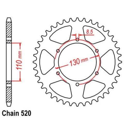 MTX Standard Rear Sprocket 48T for Honda XL250 1971-1979