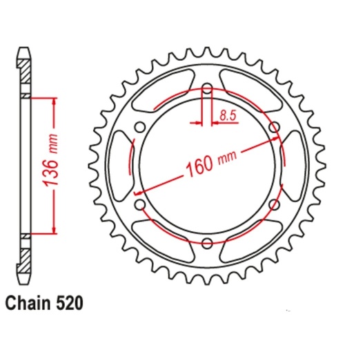 MTX Standard Rear Sprocket 47T for BMW F650 FUNDURO 1995-2006