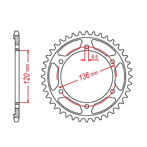 MTX Standard Rear Sprocket 48T for Yamaha XT250 2008-2020