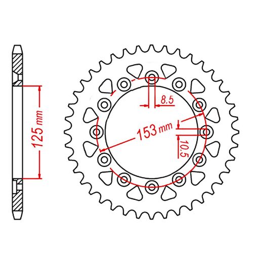 MTX Optional Rear Sprocket 42T for Honda CR250R 1984-2007