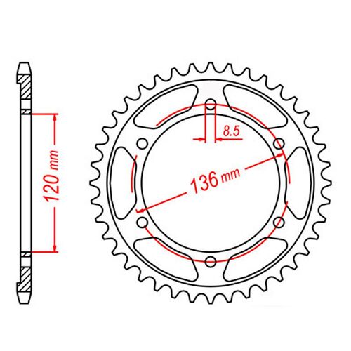 MTX Optional Rear Sprocket 52T for Yamaha FZR400RR EXUP (3TJ IMPORT) 1993-1995