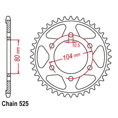 MTX Optional Rear Sprocket 40T for Kawasaki Z1000 (ZR1000) 2003-2006