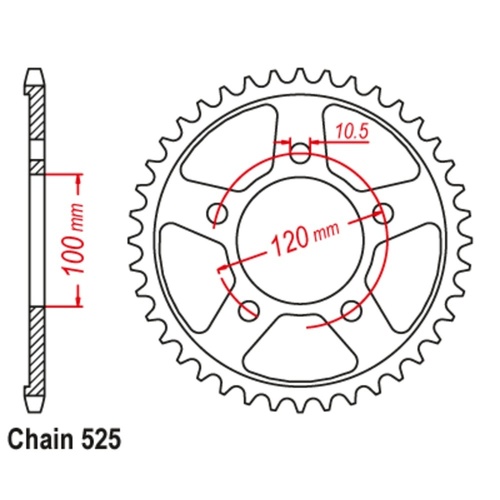 MTX Optional Rear Sprocket 44T for APRILIA RSV1000 MILLE 1998-2008