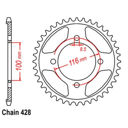 MTX Optional Rear Sprocket 51T for Kawasaki KLX140 Small Wheel  2008-2020