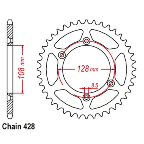 MTX Standard Rear Sprocket 51T for Suzuki DRZ125 Small Wheel 2003-2020