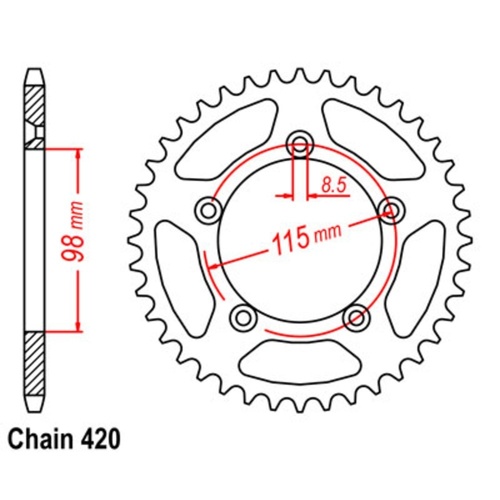 MTX Optional Rear Sprocket 46T for KTM 65 SX 2003-2019