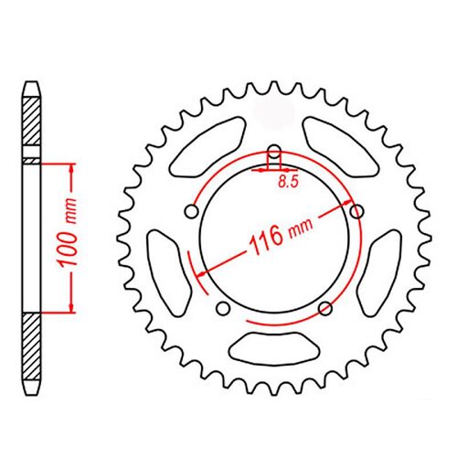 MTX Standard Rear Sprocket 49T for Kawasaki KX80 1983